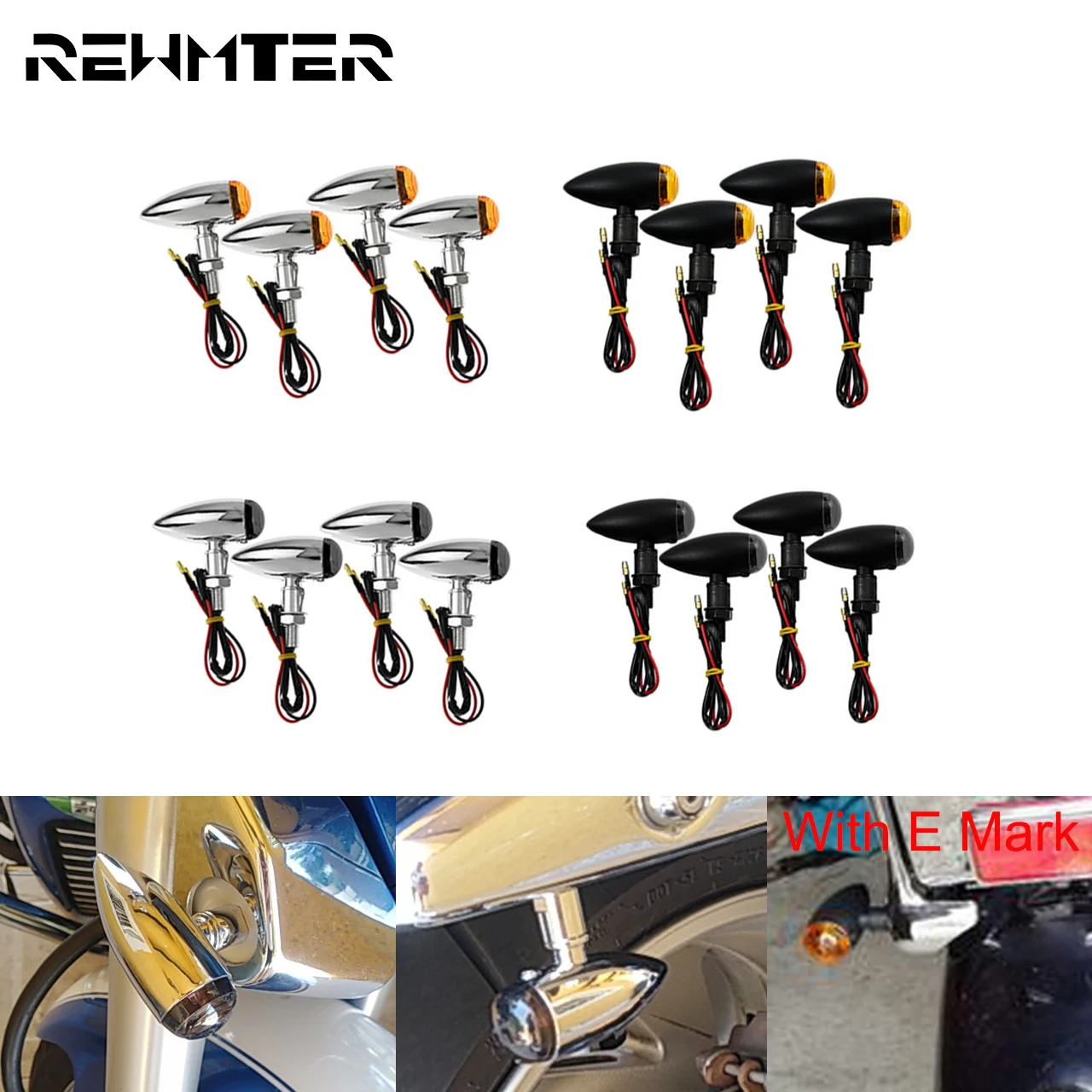 

Motorcycle E Mark Turn Signal Indicator Light Bullet Universal Lamp For Harley Touring Road Glide FLHR Sportster Bobber Chopper