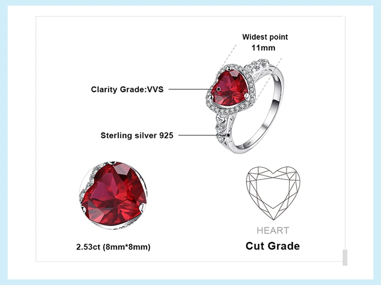 Jewelrypalace Сердце океана 2.7ct красный создания рубин любовь навсегда Halo Promise Ring 925 стерлингов Серебряные кольца для Для женщин Мода