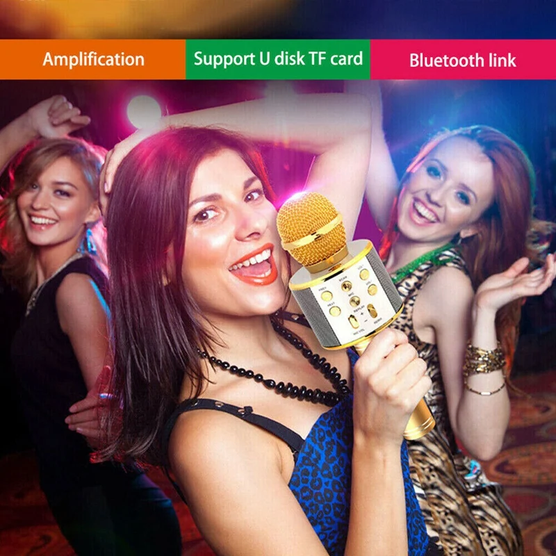 Портативный Bluetooth беспроводной караоке микрофон телефон плеер динамик Запись