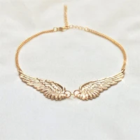 vintage angel wings feather choker big pendant aesthetic link chains statement necklace for women collar bib wedding tribal gift