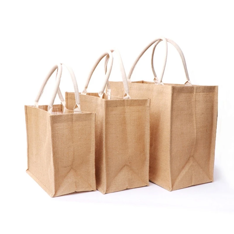 

Reusable Jute Tote Bag Eco Friendly Burlap Grocery Bags for Shopping Beach Vacation Picnic