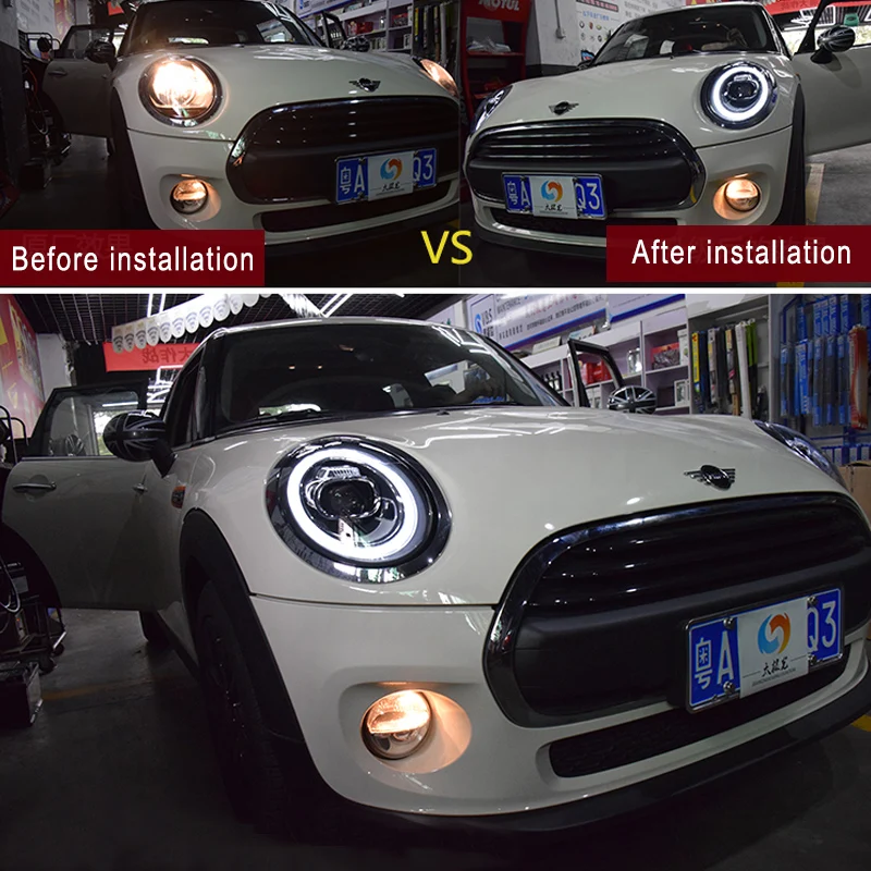 Автомобиль для 2007- Mini F56 cooper головной светильник s для F56 все светодиодный головной фонарь Angel eye светодиодный DRL передний светильник Би-светодиодный объектив динамический поворот
