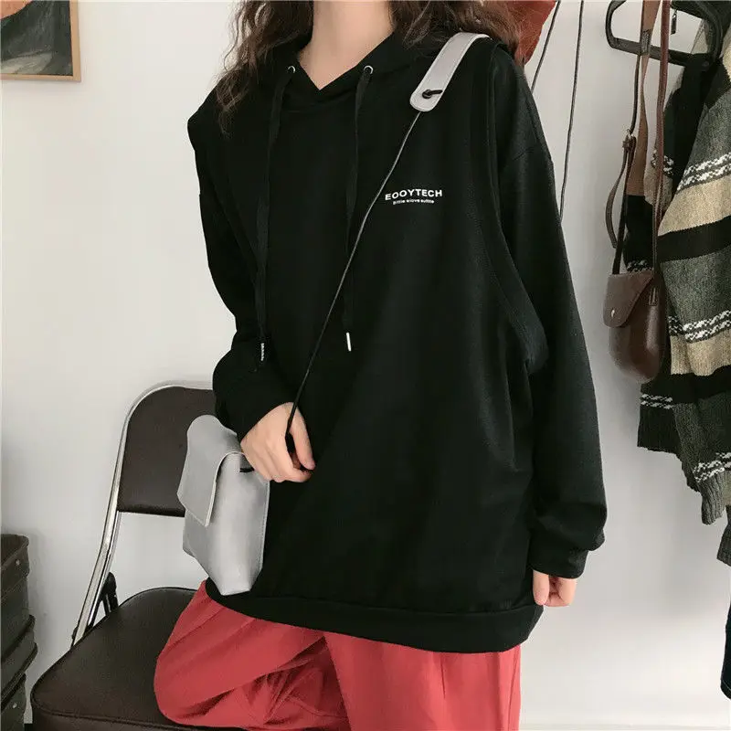 Комплекты женские с капюшоном повседневные Простые весенние мешковатые уличные