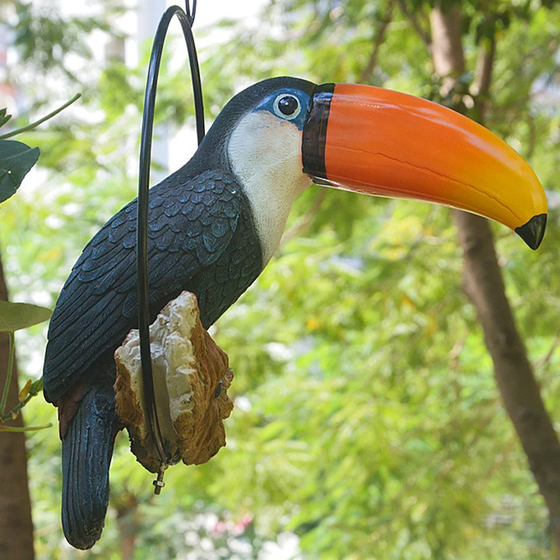 

Garden Decorative Resin Parrot Wall Hanging Decoration Crafts Toucan Tree Decor animal statues sculpture