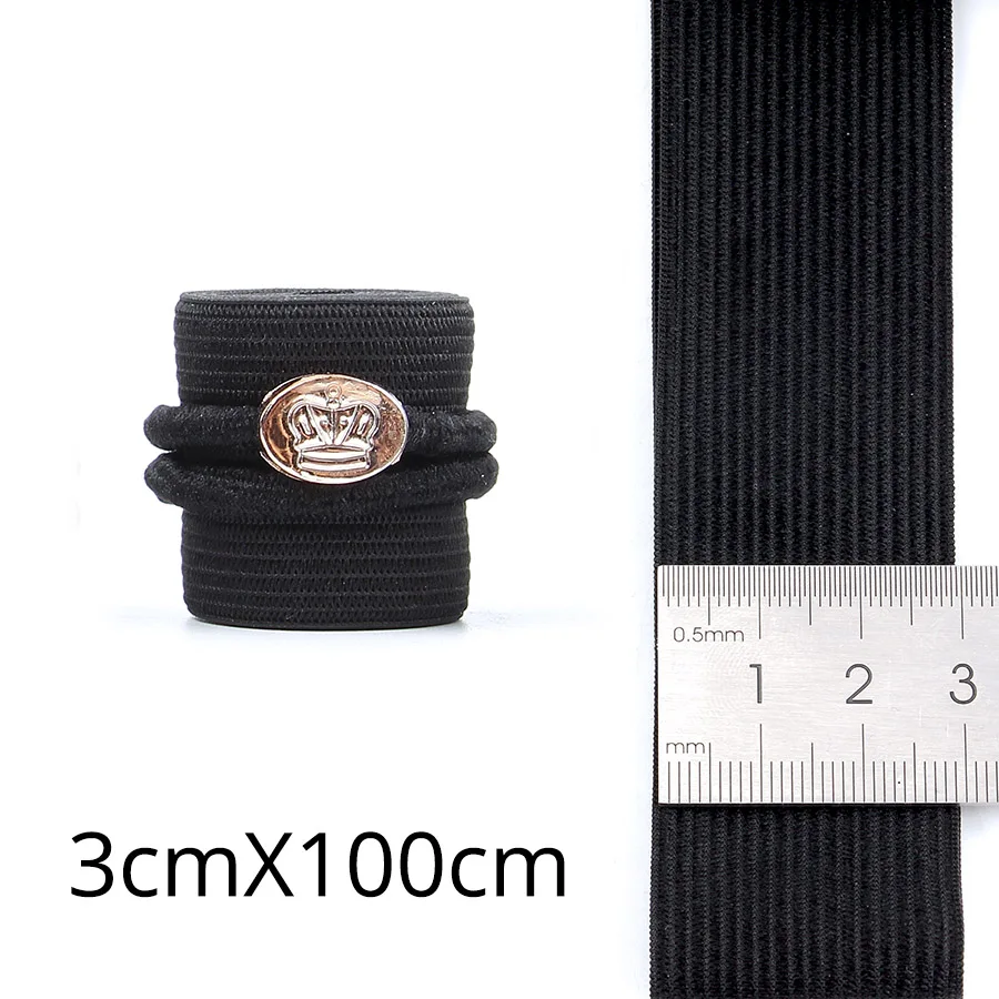 3.0cm 100cm "Alileader Лучший Длинные Эластичная лента s 1,5/2/2,5/3/3,5 мм черный нейлон высшего Эластичная лента для парик Кепки парик изготовления аксессуаров для использования в домашних условиях 1 м - Цвет: 3.0cm 100cm