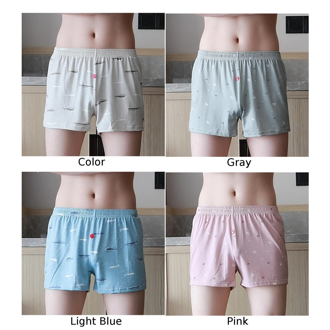 

Men's Boxers Summer Sexy Breathable Mid Rise Boxer Seamless Fashion New Print Underwear Soft Comfortable Male Underpants 2020