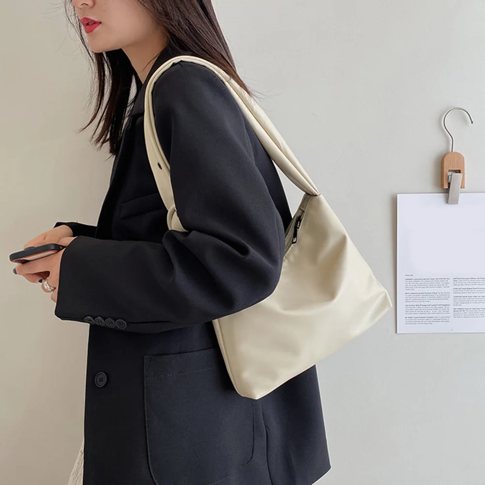 

Vintage Women PU Leather Shoulder Underarm Bag Casual Ladies Clasp Solid Color Small Handbags Purse