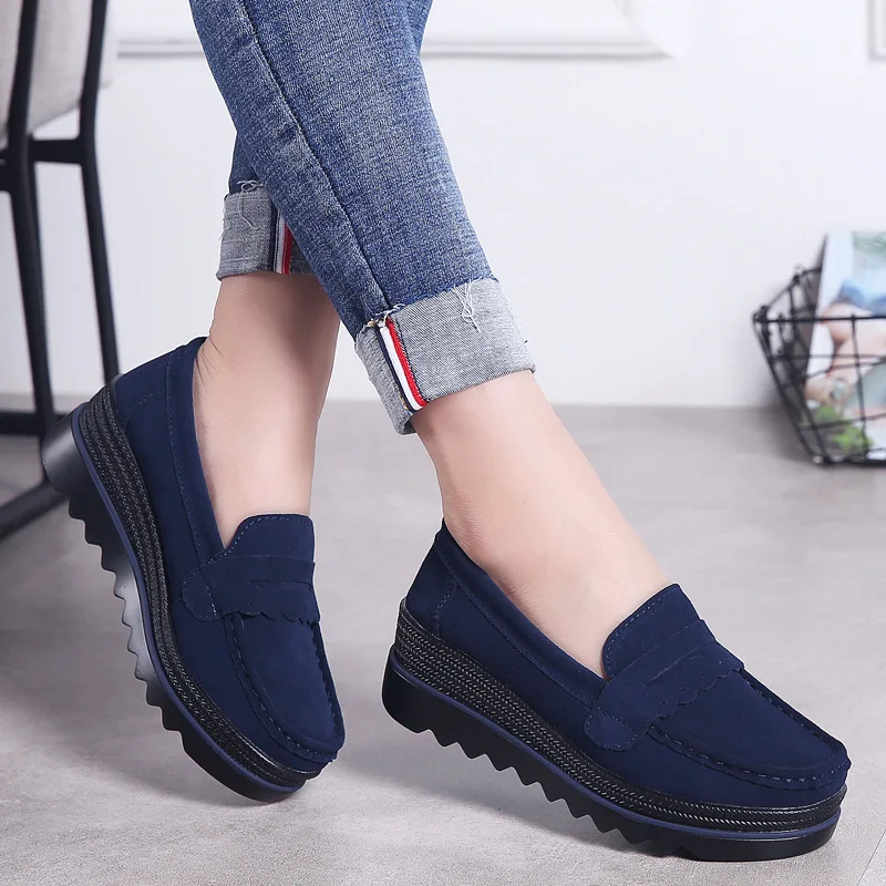 

New Autumn Women Platform Shoes Leather Suede Casual Sneakers Chaussure Femme Tassel Fringe Loafers Moccasin Women Shoes XKD7102