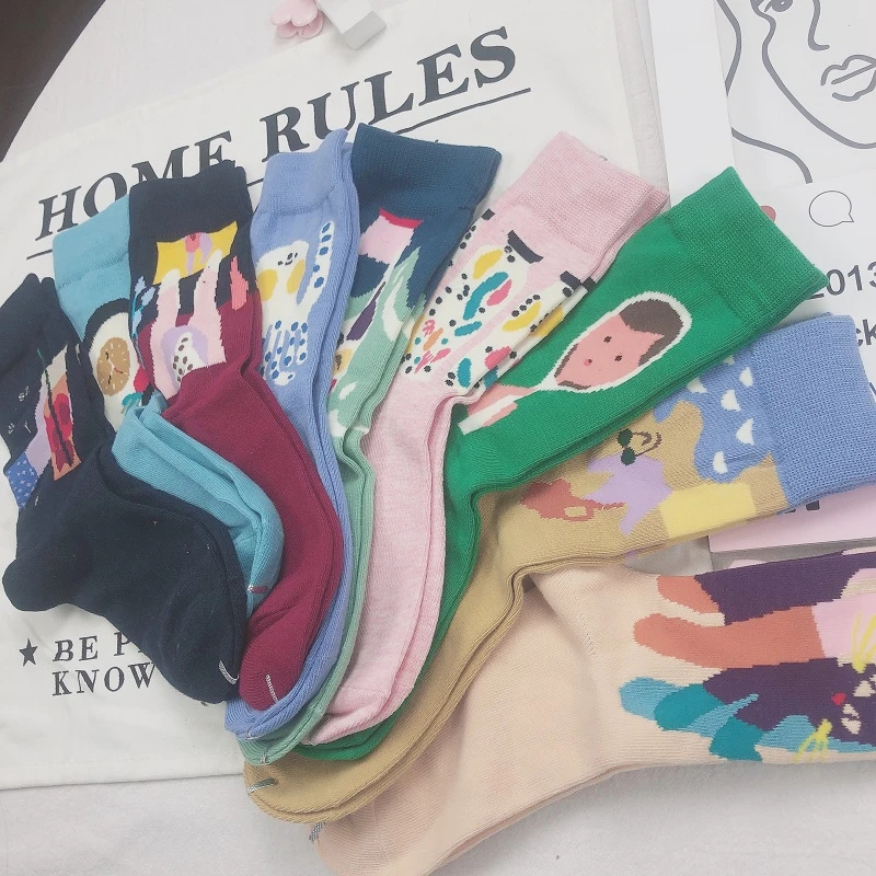 

3 пары в комплекте, женские забавные носки с мультяшным рисунком, однотонные Повседневные Дышащие хлопковые носки для женщин, стильные ориг...