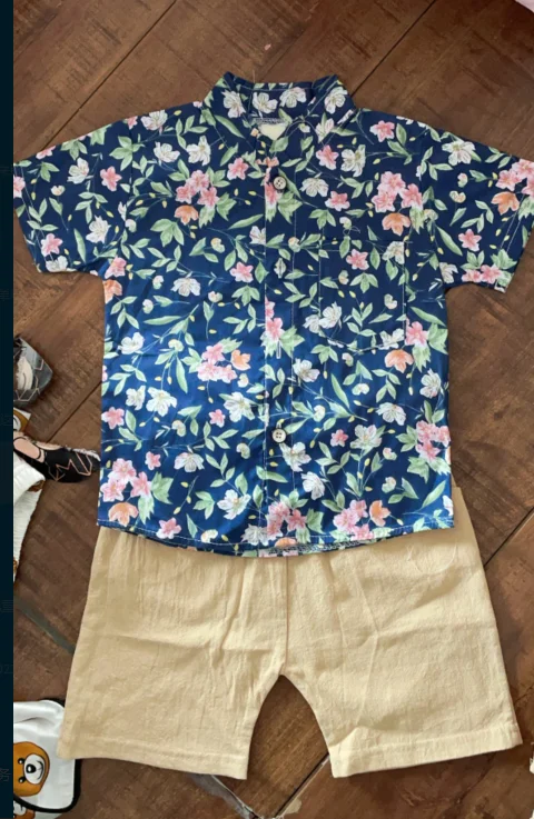 

Baby Clothing Sets Summer Kids Outfit Sets Baby Boys Floral Print Button Down Shirt+Shorts Beach Outfits Set Baby Boys Party Set