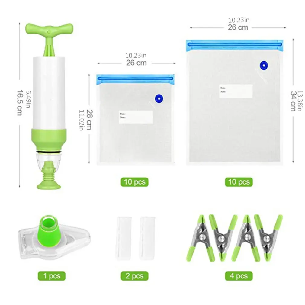 Bpa Free Reusable Vacuum Seal Bags Hand Pump Sealing Clips Sous Vide Practical Long-Time Cooking Food Storage Freezing | Бытовая