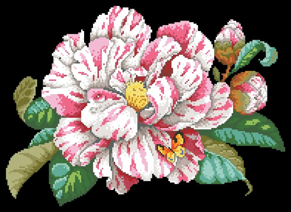 

Classic Camelia cross stitch package pink flower aida 18ct 14ct 11ct black cloth people kit embroidery DIY handmade needlework
