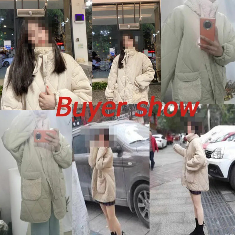 Женская Стеганая куртка из овечьей шерсти с карманами|Женские парки| |