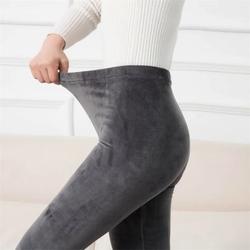 

Winter Thick Velvet Leggings Women Knit High Elastic Legging Autumn Top Quality Double Sided Casual Pants Warm Leggings