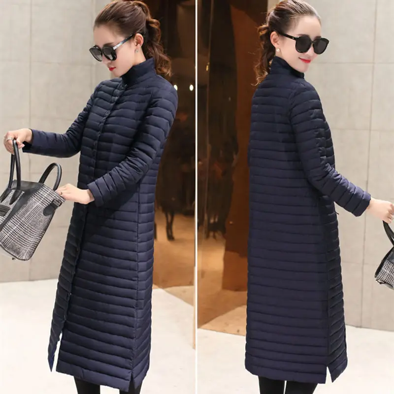 Зима 2019 тонкий пуховик в Корейском стиле женский выше колена средней длины