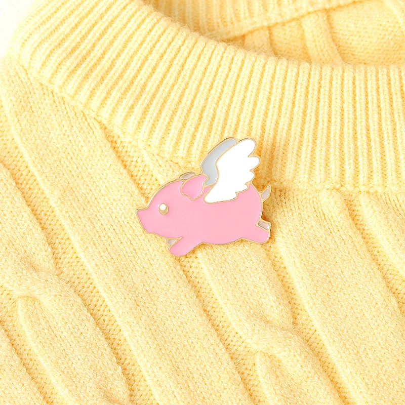 Броши в виде крыльев свиньи эмалевая булавка милый мультяшный маленький розовый