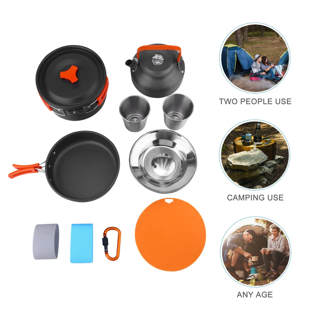 

1 set of Camping Cookware Portable Mess Kit Backpacking Gear Cooking Equipment