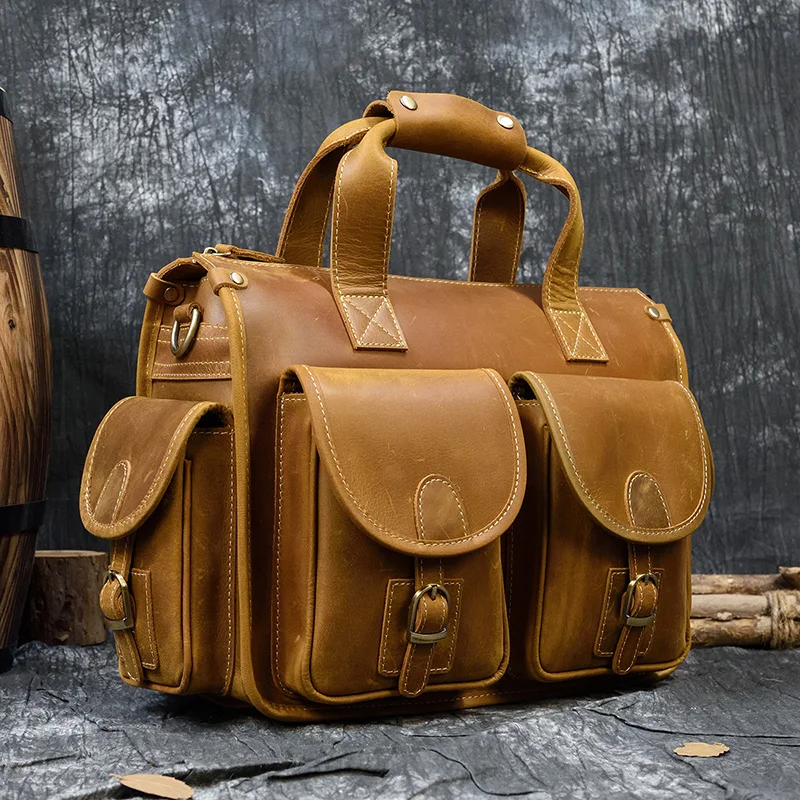 Портфель MAHEU doctor leather для мужчин чехол атташе из натуральной кожи документов и мессенджер ноутбука 13 6