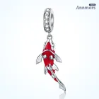 AnnmorsEnamel Подвески посеребренные Подвески Подходит для Pandora оригинальное ожерелье для браслета женские изысканные ювелирные изделия красная счастливая рыба кои