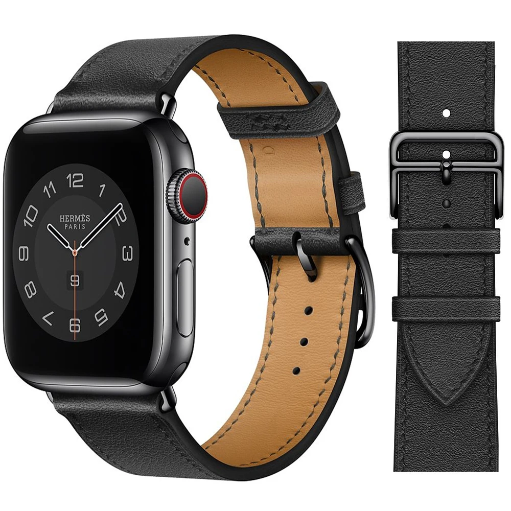 

Single ring Leather Strap suitablefor iWatch 38mm 42mm Susiness sports band Suitable for Apple Watch 40mm 44mm Series 123456 SE