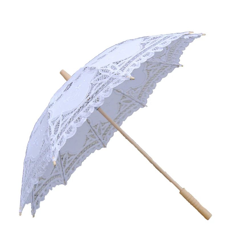 Элегантный хлопчатобумажный кружевной зонт с вышивкой уличный летний