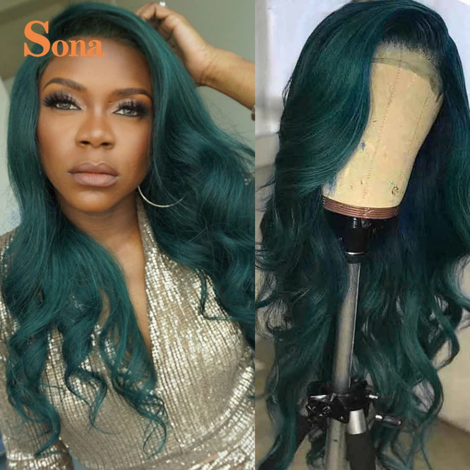 Green Human Hair Wig Body Wave Ombre Lace Front Wig Brazilian Body Wave  Light Blonde Blue Purple Lace Frontal Wigs for Women|Human Hair Lace Wigs|  - AliExpress