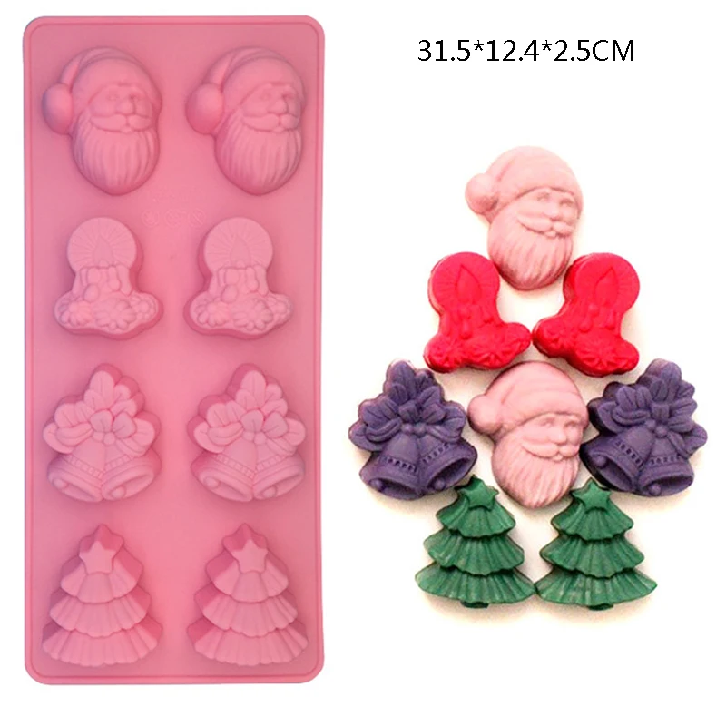 Рождественская елка силиконовые формы для торта с 8 отверстиями Санта Клаус