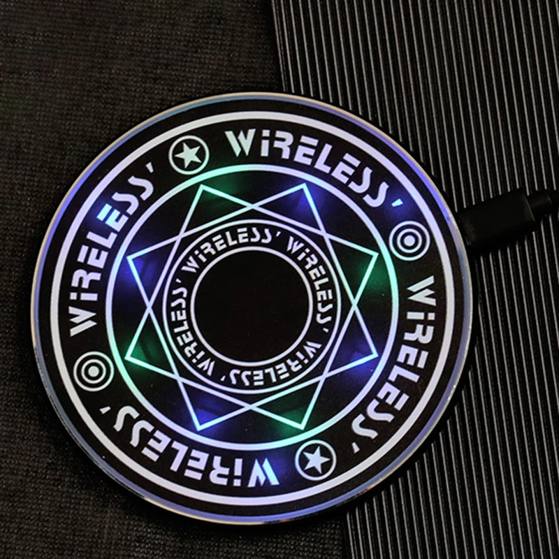 

10W Magic Array Wireless Charger Fast Charging DesKtop Pad With LED Light For Samsung Galaxy S7 S6 S8 S9 S10 For iPhone 12 11 XS