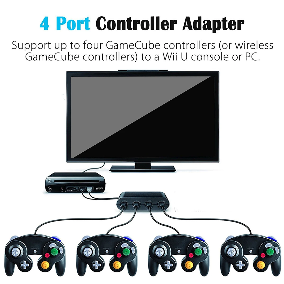 

USB 4-Port Controller Gamepad PUBG Mobile Phone Gamepad Converter Adapter for Wii U Nintendo Switch and PC