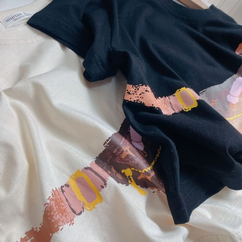 

2021 Summer boys girls cotton messenger bag print T shirts unisex kids loose soft chic short sleeve Tops