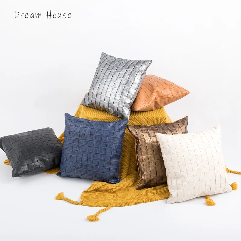 Чистый цвет из искусственной кожи наволочка гостиная диван подушка для поясницы