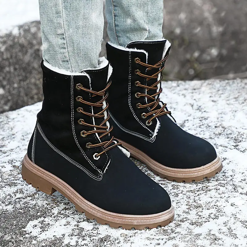 Women Winter Shoes Snow Boots Suede Mid Calf Plush Fur Velvet Warm Lace Up Non-slip outdoor | Обувь