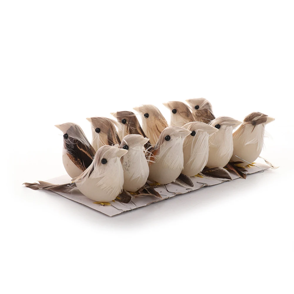 12 шт. милые искусственные пенные птицы яркие перья мини синица ремесло эмуляция