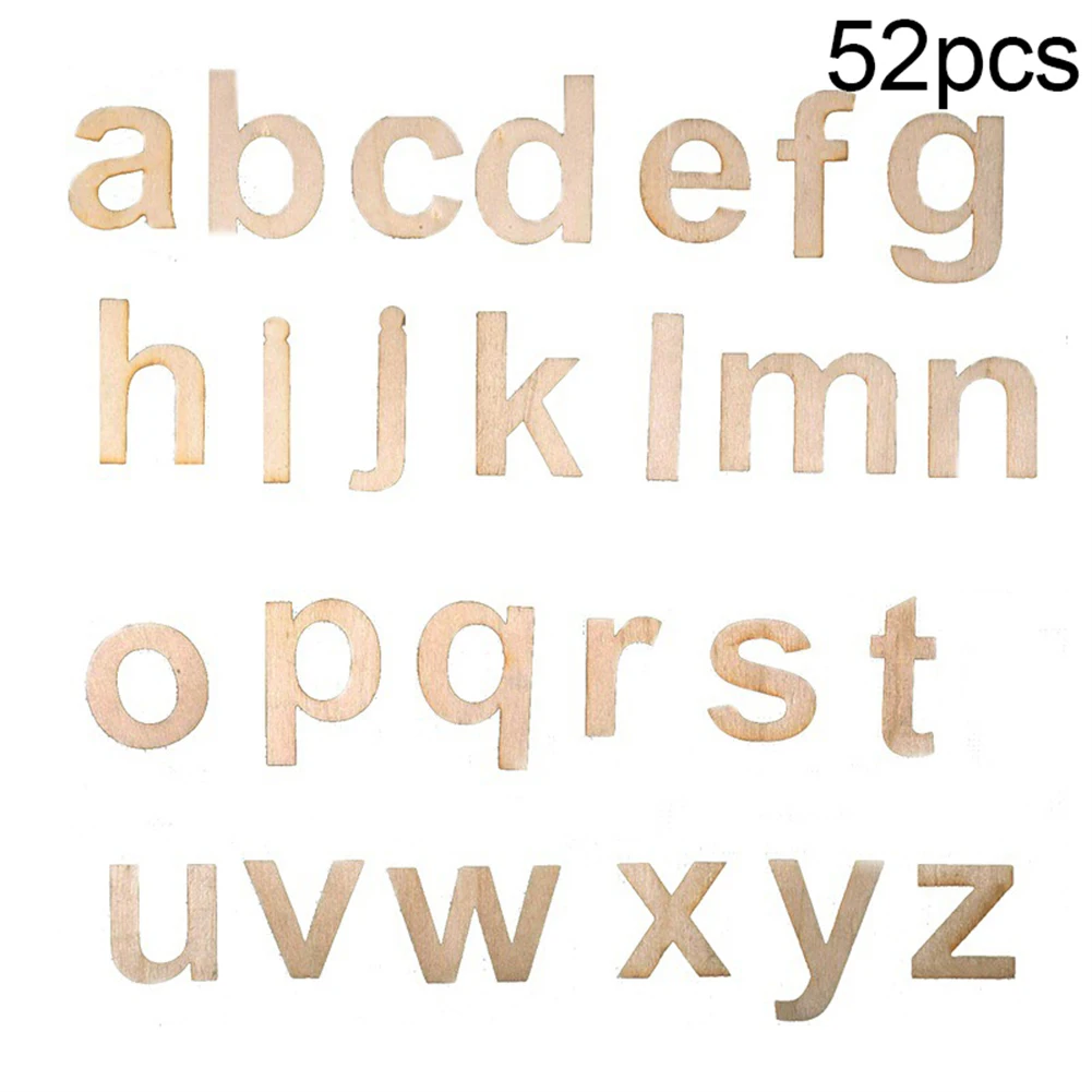 52Pcs Wooden English Lowercase Capital Letter Plates Arts Crafts DIY Decoration Kids Educational Toys for Children Gift | Игрушки и