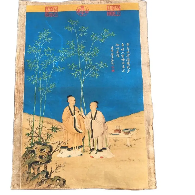 

Chinese Old Scroll Lang Shi Ning - Ping An Chunxin Painting Rice Paper Painting Slice