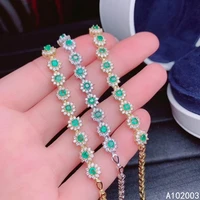 kjjeaxcmy fine jewelry 925 sterling silver inlaid emerald women hand bracelet fashion support detection
