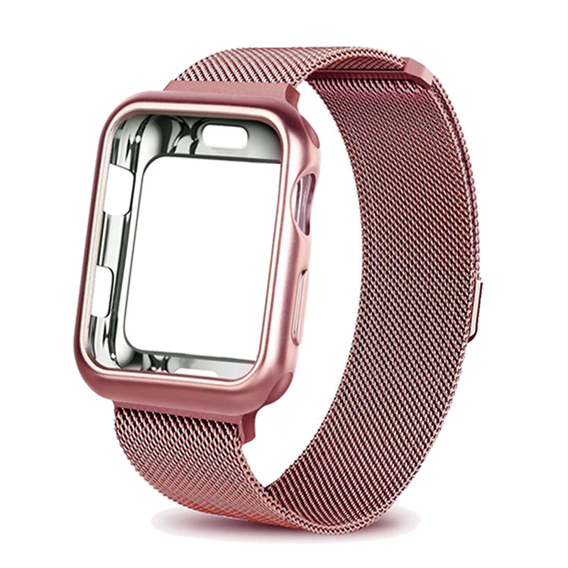 Миланская петля ремешок с чехол для Apple Watch 42 мм 38 мм браслет из нержавеющей стали ремешок для iwatch серии 4 5 40 мм 44 мм