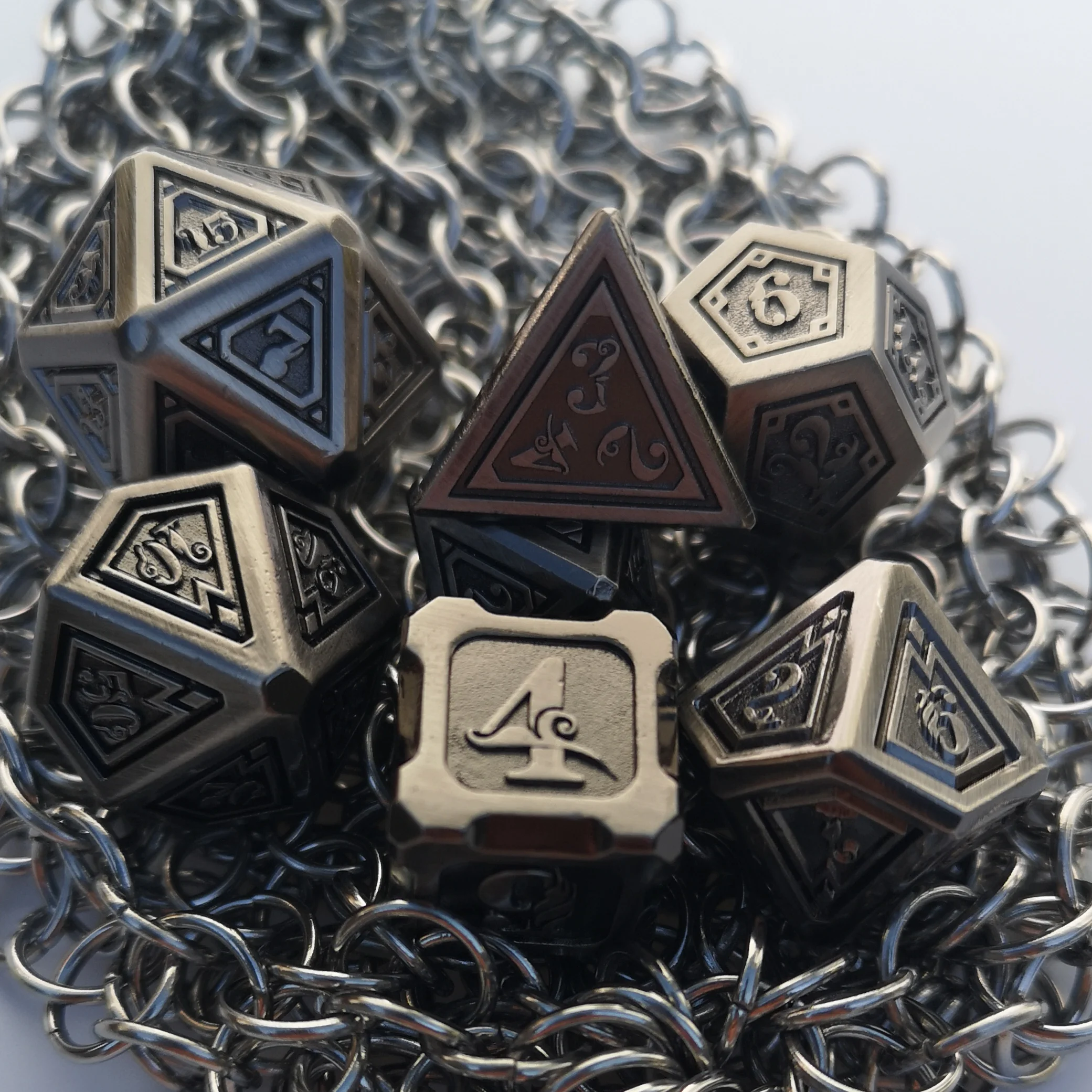 Rollooo DND металлические кости античная медь 7 Die набор со специальным цветом и