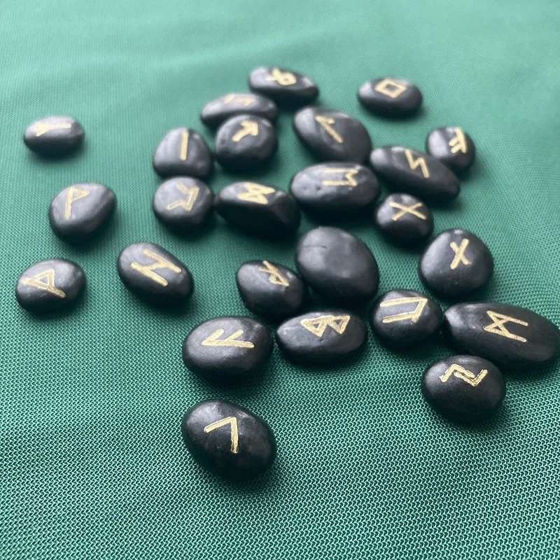 25 шт./компл. гравировкой Riverstones Руна викингов камни комплект ювелирных изделий