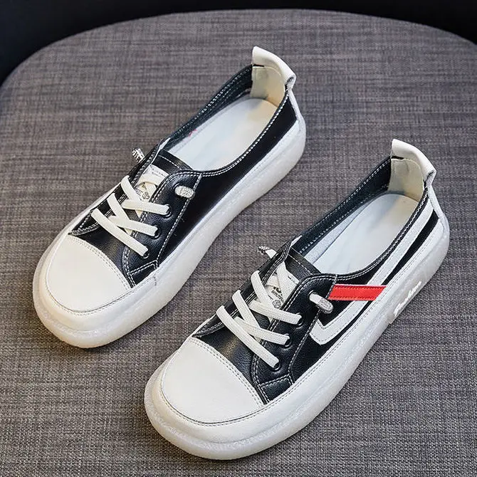 

Large size soft leather beef tendon soft sole women's shoes white shoes one-step student shallow mouth lazy single shoes