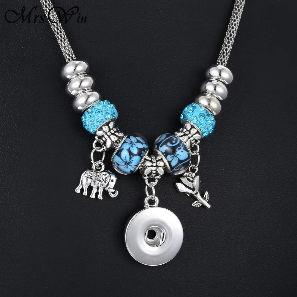 Новинка 18 мм Ювелирные изделия с кнопками подвеска ожерелье для женщин роза