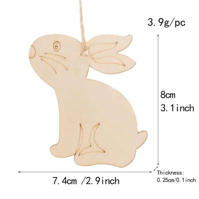 20 шт. кролик в форме яйца Висячие кусочки дерева пасхальные деревянные штуки DIY