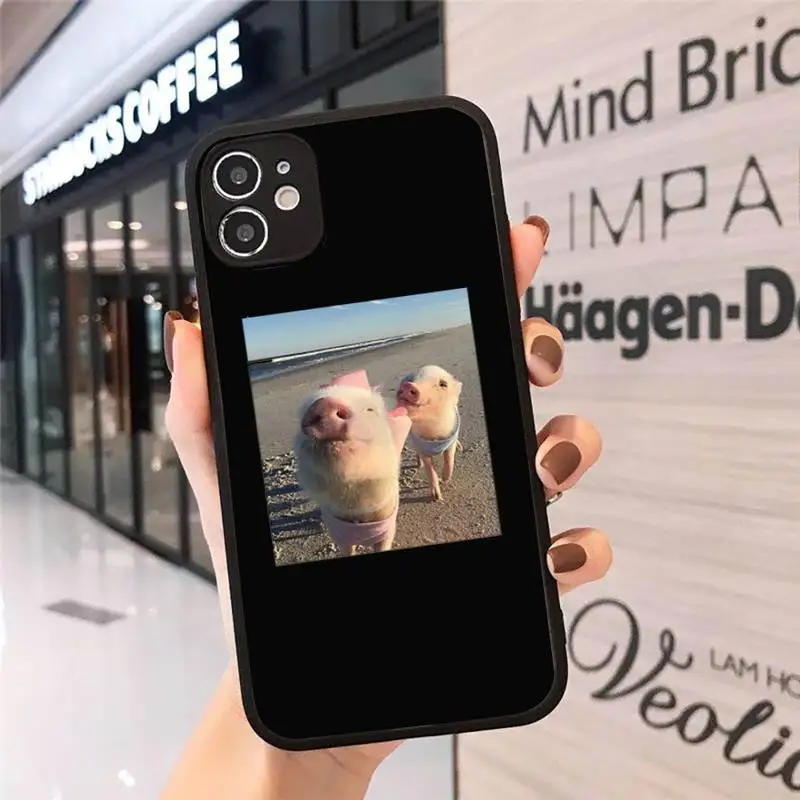 

lovely Cute animal pig Phone Case Matte Transparent for iPhone 7 8 11 12 s mini pro X XS XR MAX Plus cover funda shell