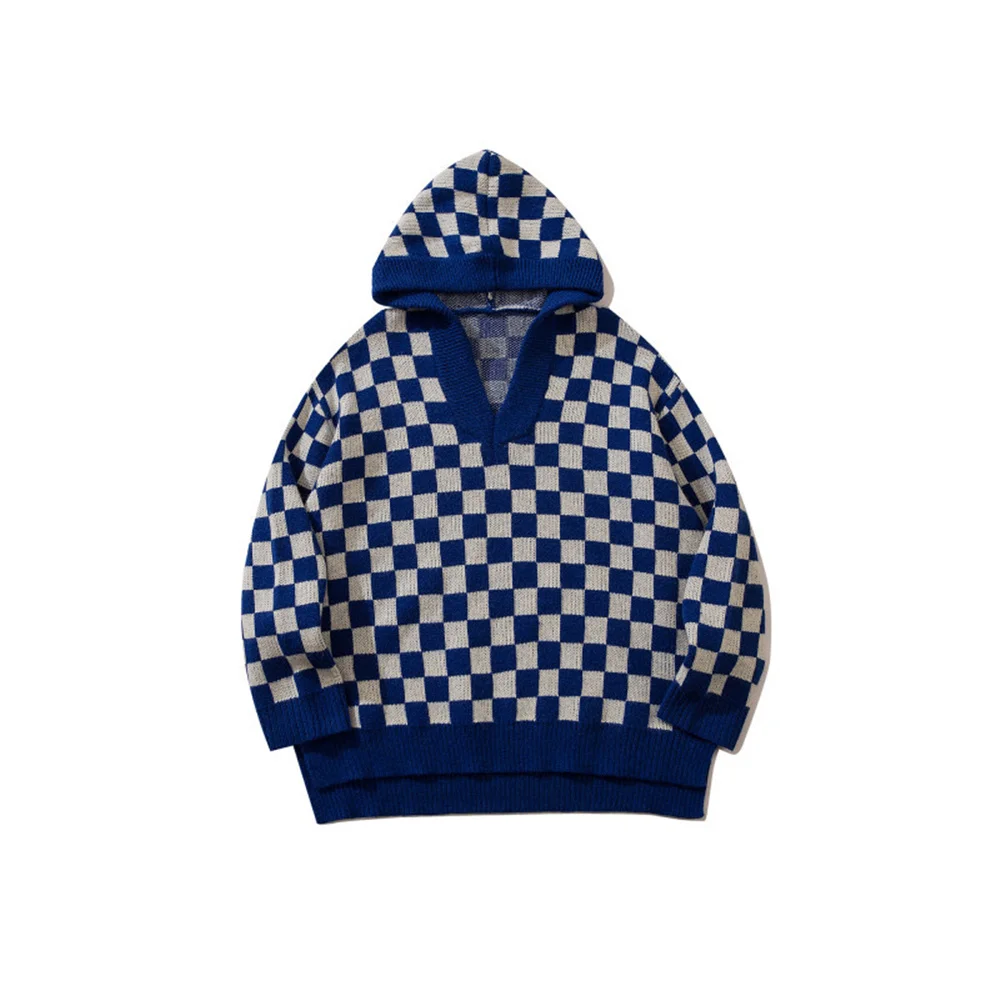 Осенний свитер с капюшоном для мужчин винтажная уличная одежда вязаный