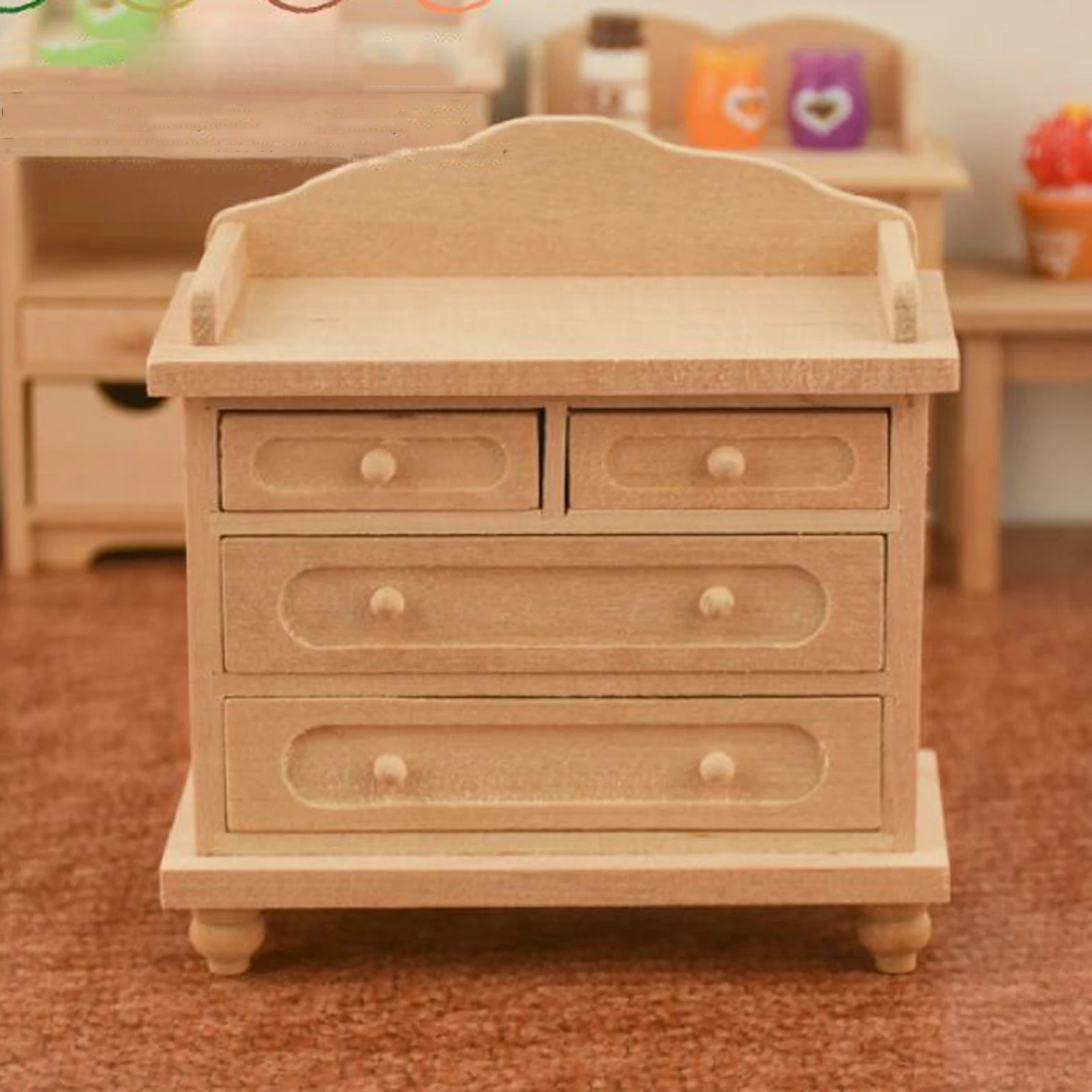 

1:12 Dolls House Handmade Solid Wood Nightstand Cabinet Furniture Accessory