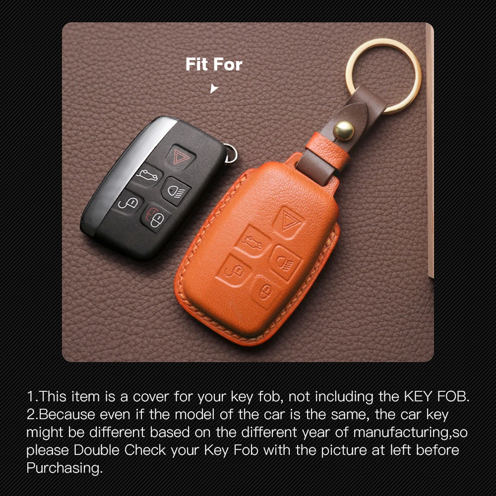 Crazy Smith Handmade Car Key Case Cover for Land Rover 5 Buttons Vegetable Tanned Leather High Quality New Year's Gift Brown Red |