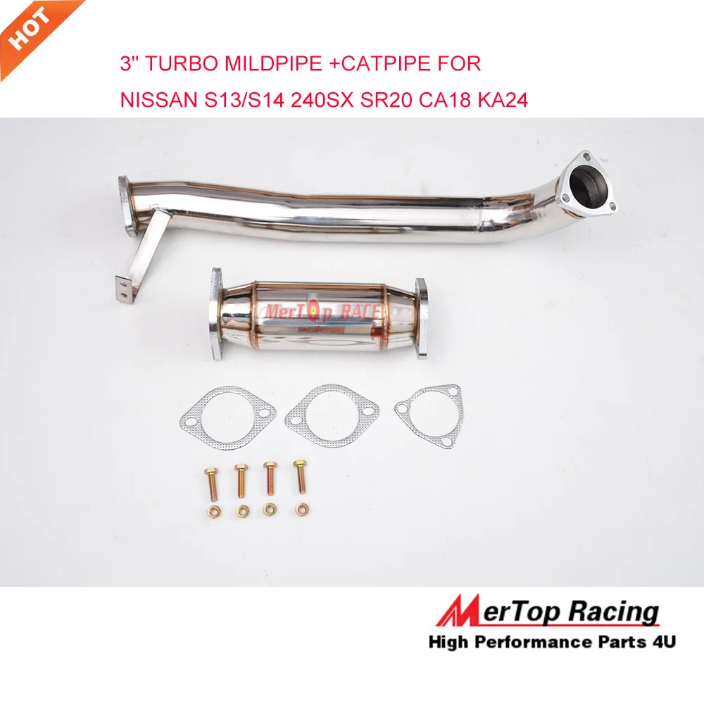 MerTop 3 &quotтурбо средней трубы вниз водосточная труба + CATPIPE для S13 S14 240SX SR20 CA18 KA24 |