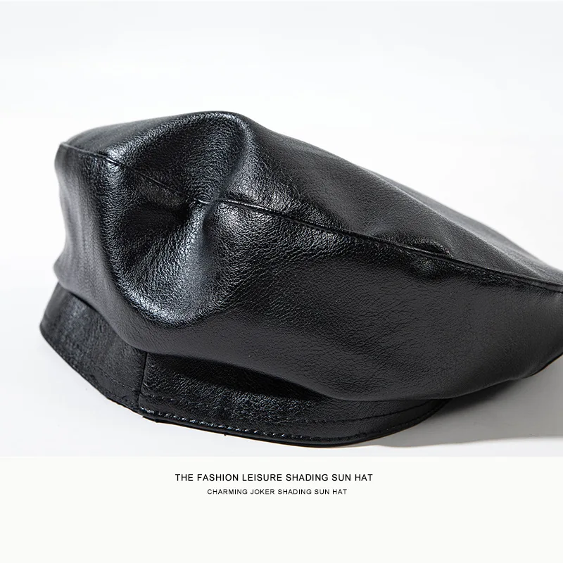 Модный кожаный весенне-осенний берет в Корейском стиле для женщин и девушек