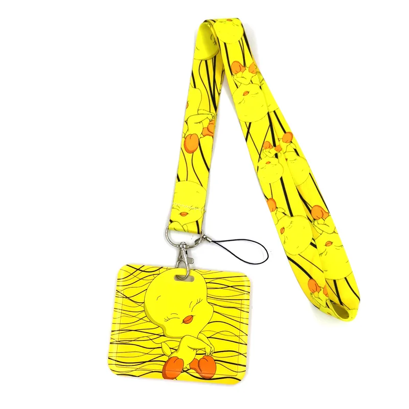 Забавный желтый ремешок с милой уткой аниме держатель для бейджа ID Card Мобильный