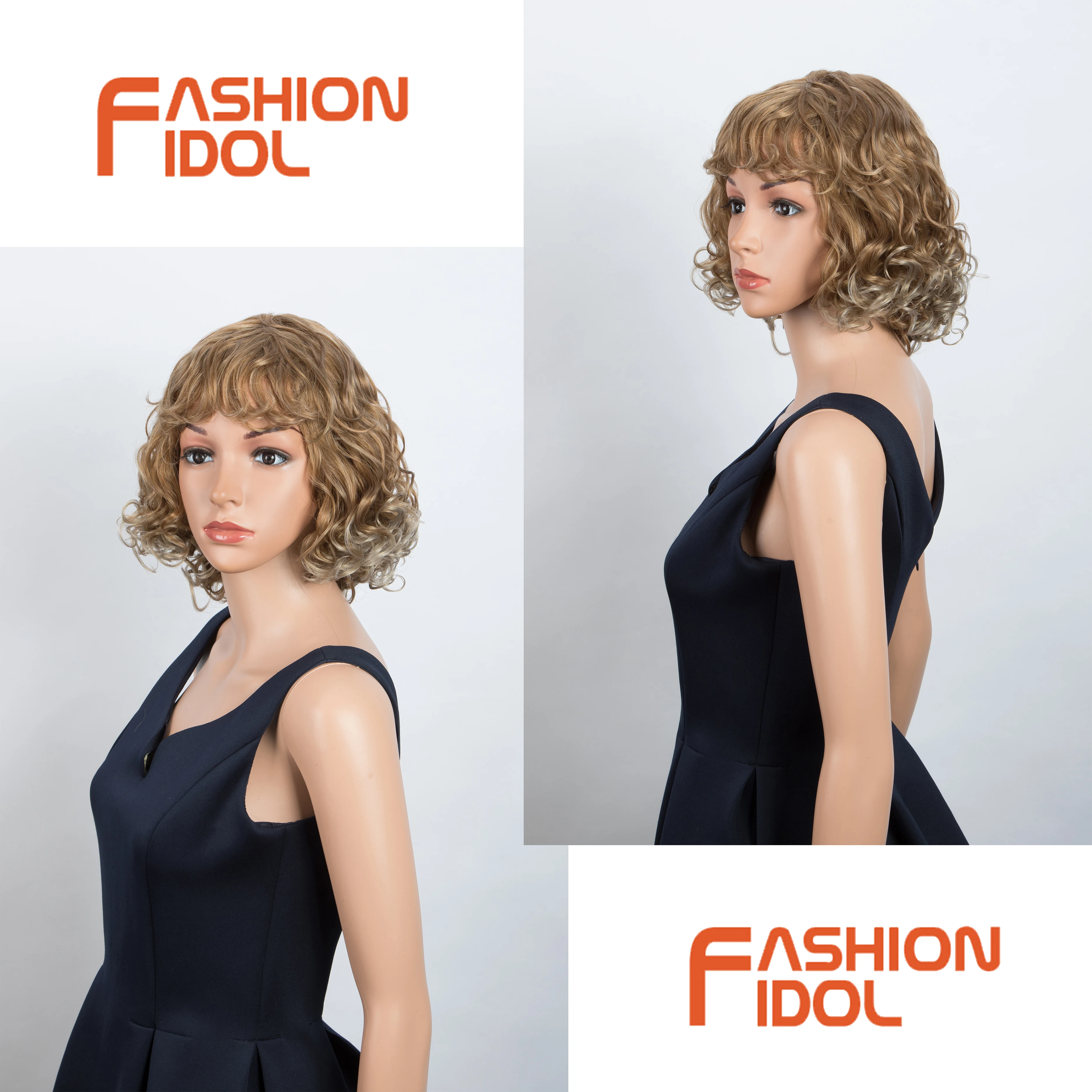 

Fashion Idol Short Brown Wig With Bangs Body Wave Synthetic Hair Wig For White Women 12 Inches Brown Daily Use Heat Resistant